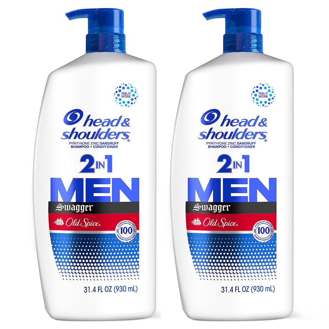 Head and Shoulders, Shampoo and Conditioner 2 in 1, Anti Dandruff, Old Spice Swagger for Men, 31.4 fl oz, Twin Pack