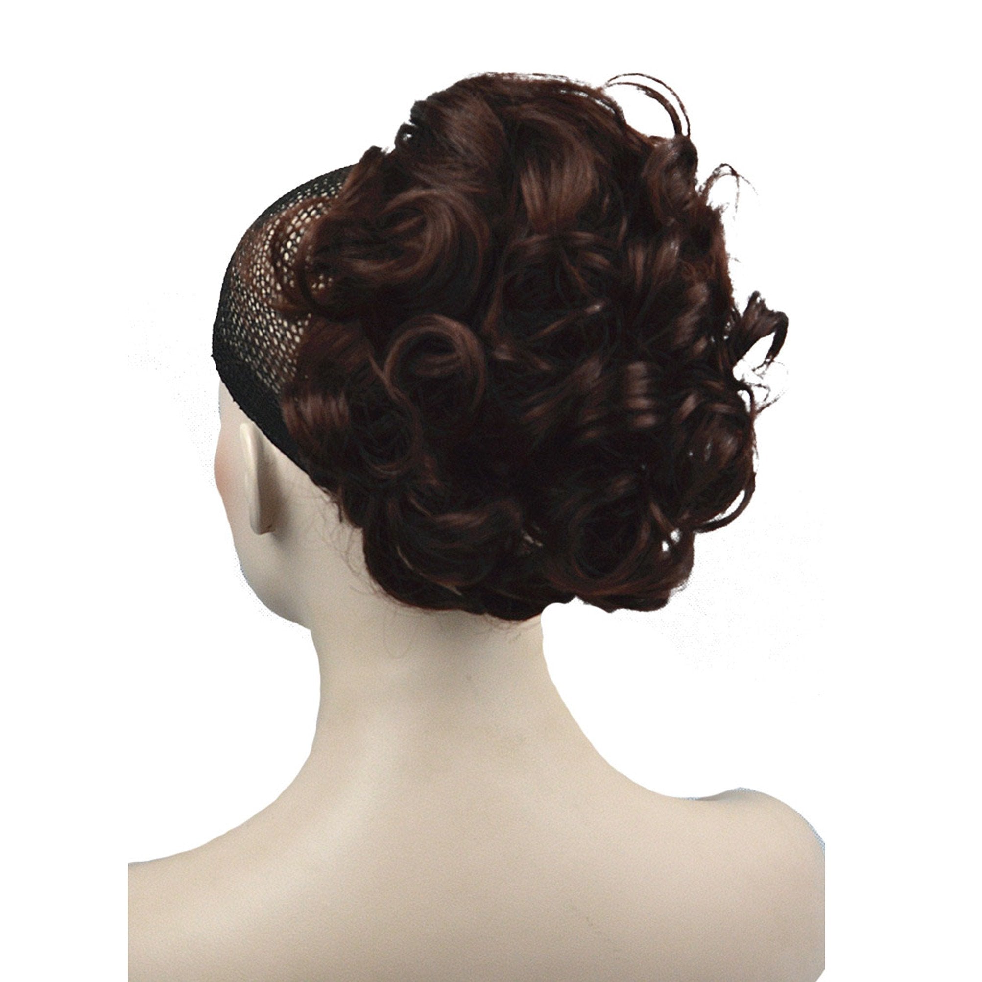 33# Dark Auburn: Lydell Short Ponytail Hair Extension Wavy Synthetic Hair-Piece With Jaw Claw (33# Dark Auburn)