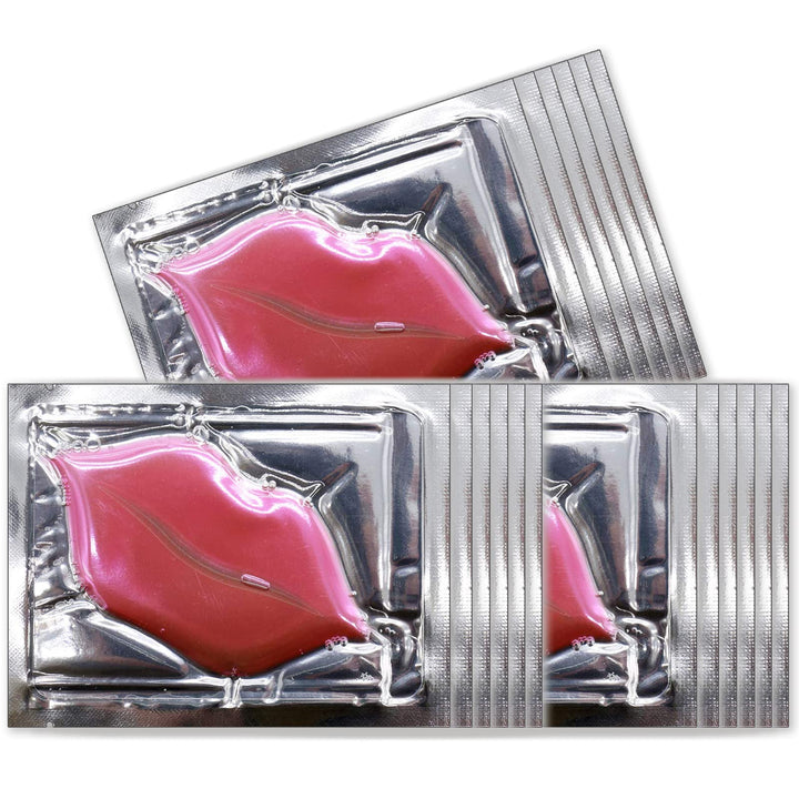 Permotary 30 Pieces Pink Gel Collagen Lip Mask Crystal Lip Pads For Moisturizing, Anti-Wrinkle, Anti-Aging, Firms & Hydrates Lips, Pink