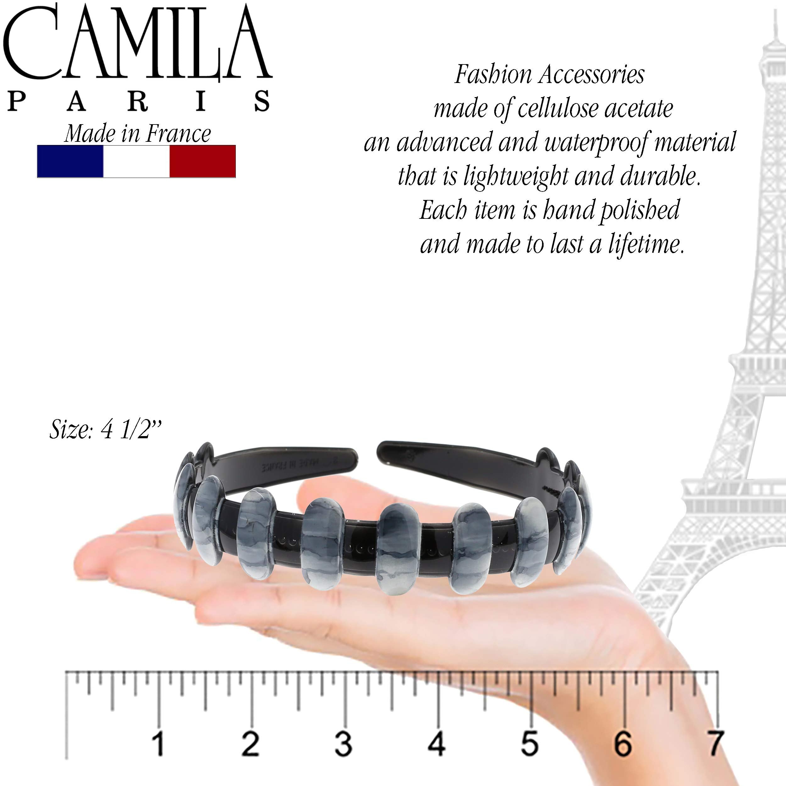 Camila Paris MP854 French Headband for Women, Strong Hold Grip Women's Hair Band, Very Flexible, No Slip and Durable Styling Girls Hair Accessories, Made in France with Cellulose