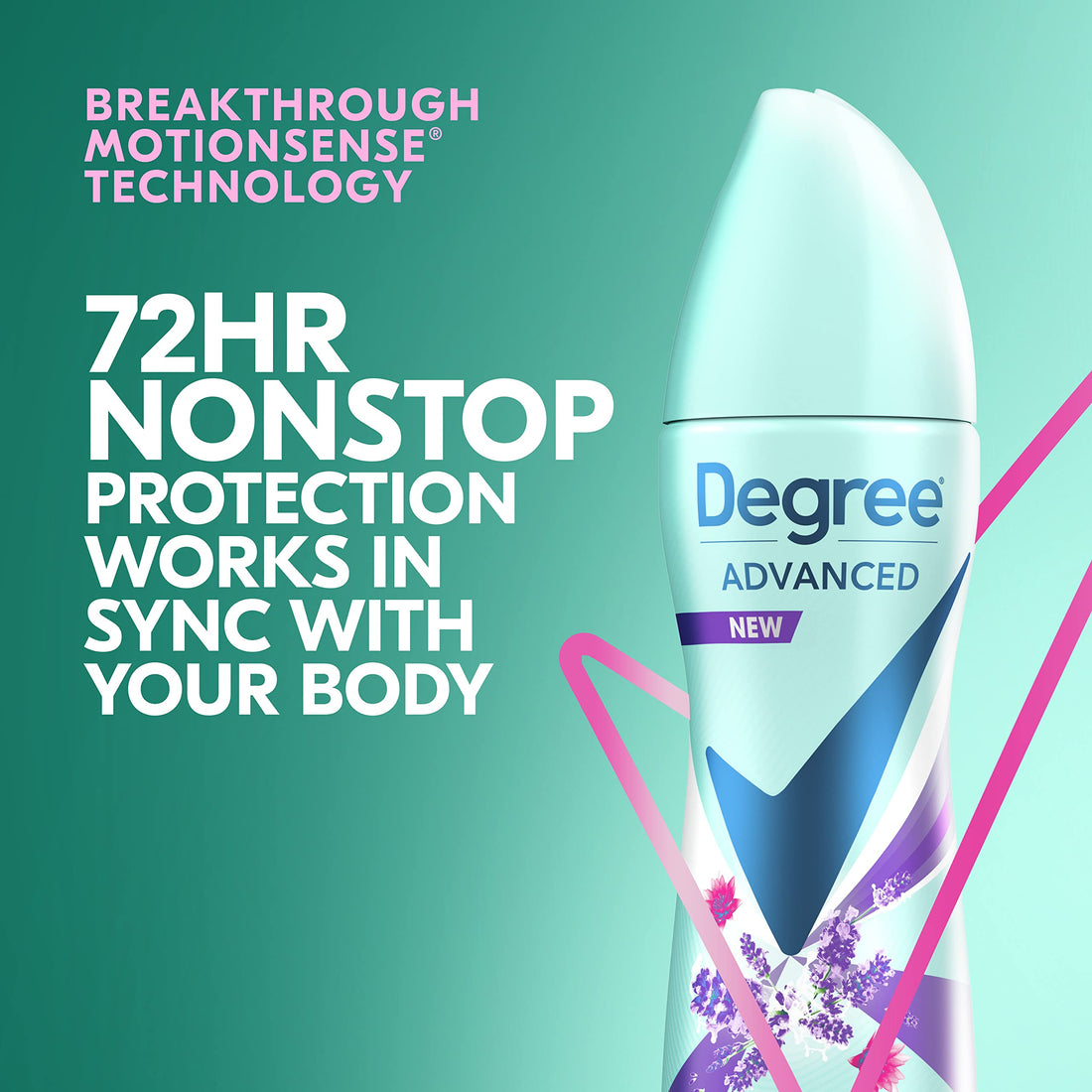 Degree Antiperspirant Deodorant Dry Spray 72-Hour Sweat and Odor Protection Lavender and Waterlily Deodorant Spray ForÃ‚ Women WithÃ‚ MotionSenseÃ‚ Technology 3.8 oz 3 Count