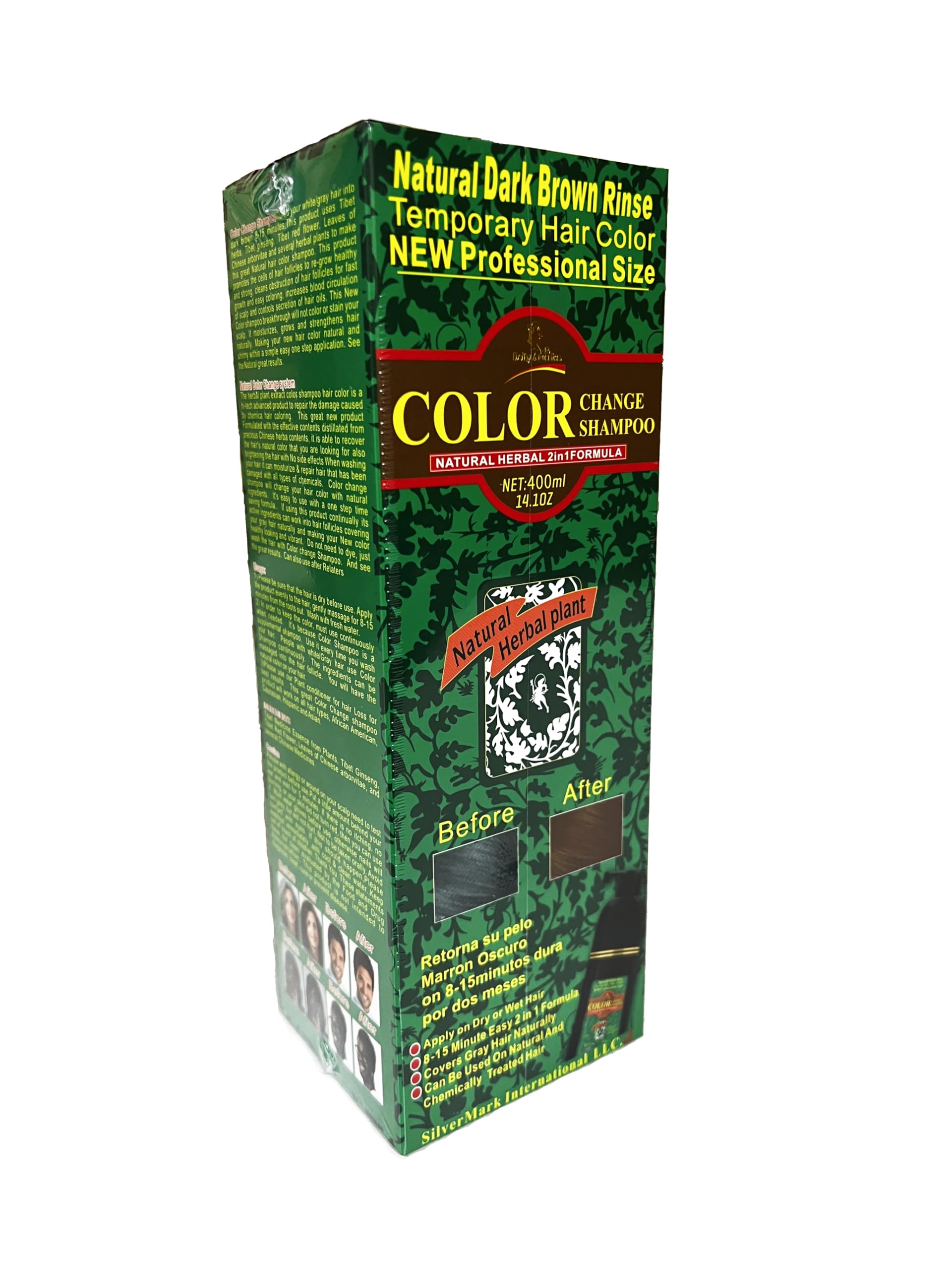 Deity Shampoo Color Change Kit Natural Herbal 2N1 Dark Brown - Professional Size 14.1oz, 400ml