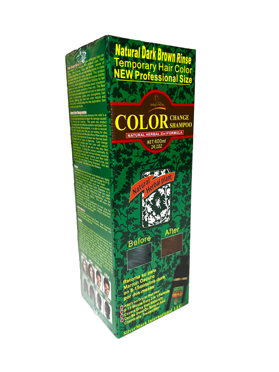 Deity Shampoo Color Change Kit Natural Herbal 2N1 Dark Brown - Professional Size 14.1oz, 400ml