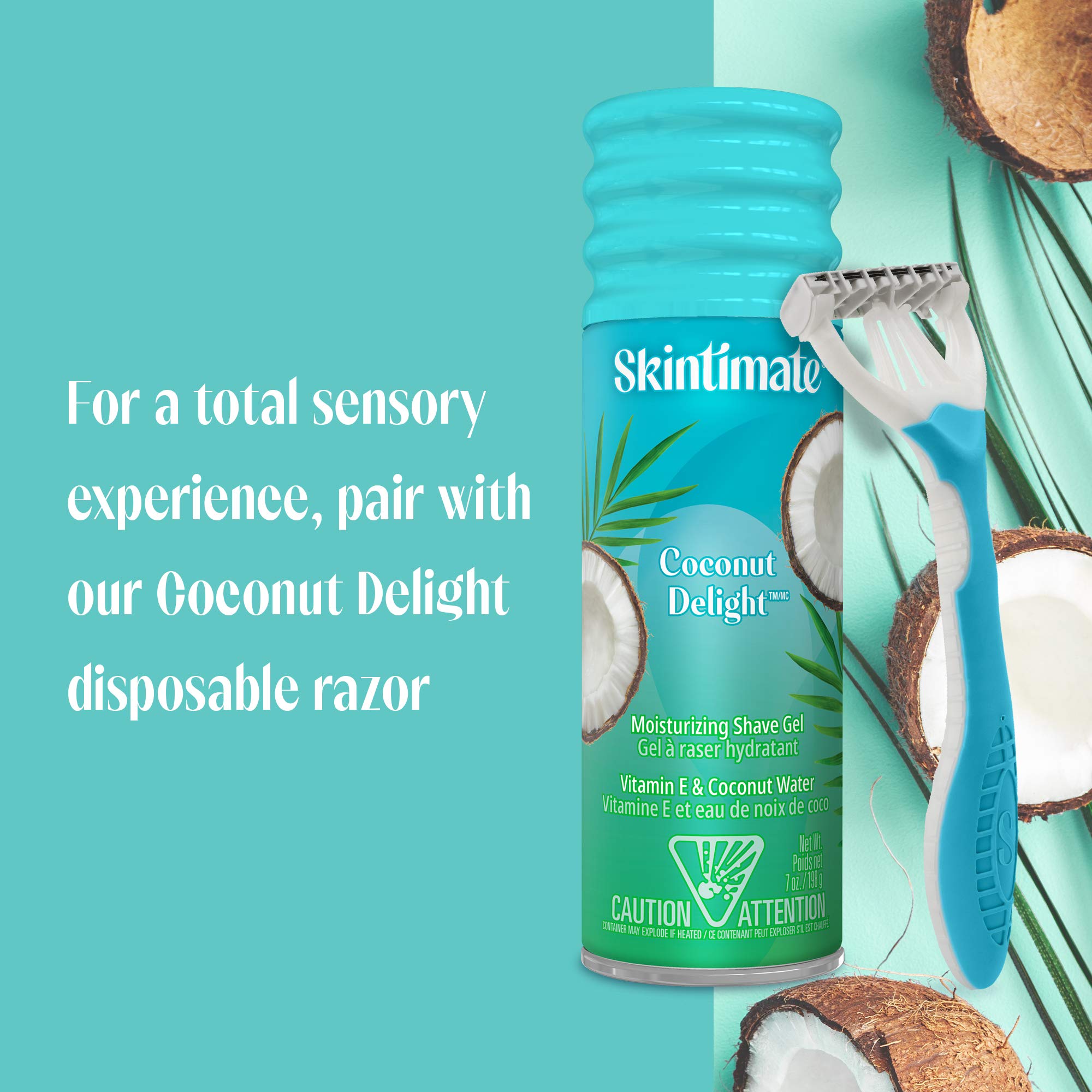 Skintimate Coconut Delight Shave Gel for Women, Seven Moisturizers Help to Replenish Skin's Natural.