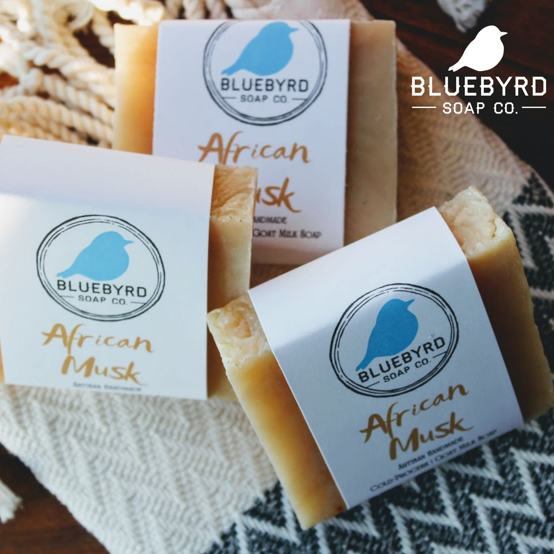 BLUEBYRD Soap Co. African Musk Man Scented Soap Bars| Musk Patchouli & Sandalwood Body Wash for Men | Made with Nourishing Goats Milk & Organic Sustainable Palm Oils (AFRICAN)