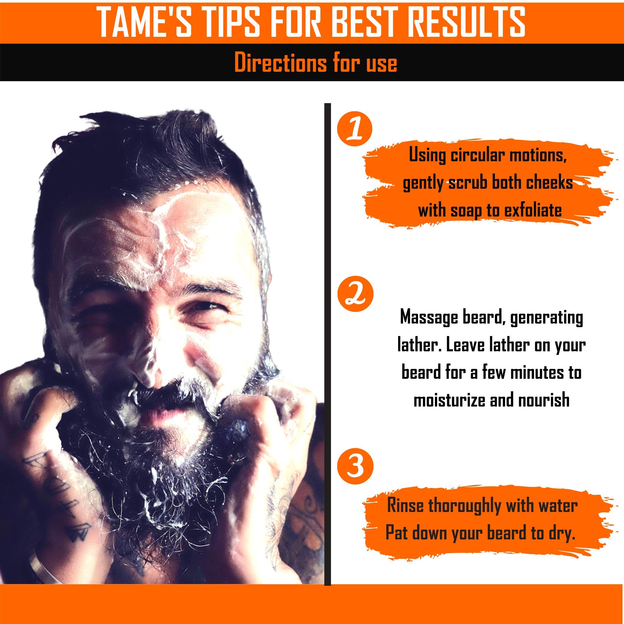 Tame the Wild Orange Walnut Beard Soap - Natural Beard Wash - Beard Shampoo & Conditioner - Mens Exfoliating Face & Body Scrub - Made of Shea Butter & Coconut Oil - 1 5oz Bar - Father's Day Gift