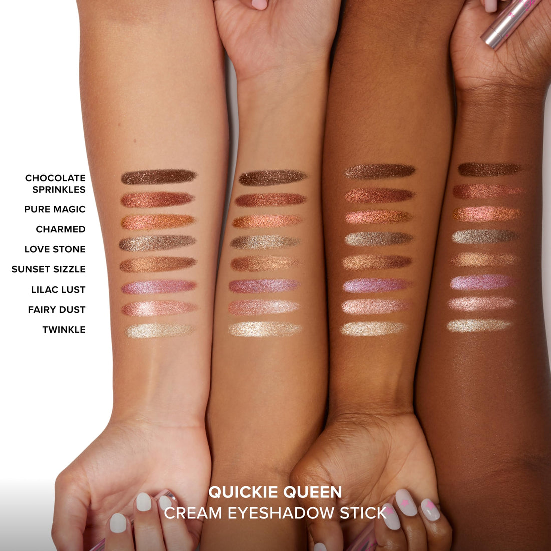 Too Faced Quickie Queen Eyeshadow Sticks | Creamy, Long Wearing + Non-Creasing, High-Impact Sparkle, Fairy Dust