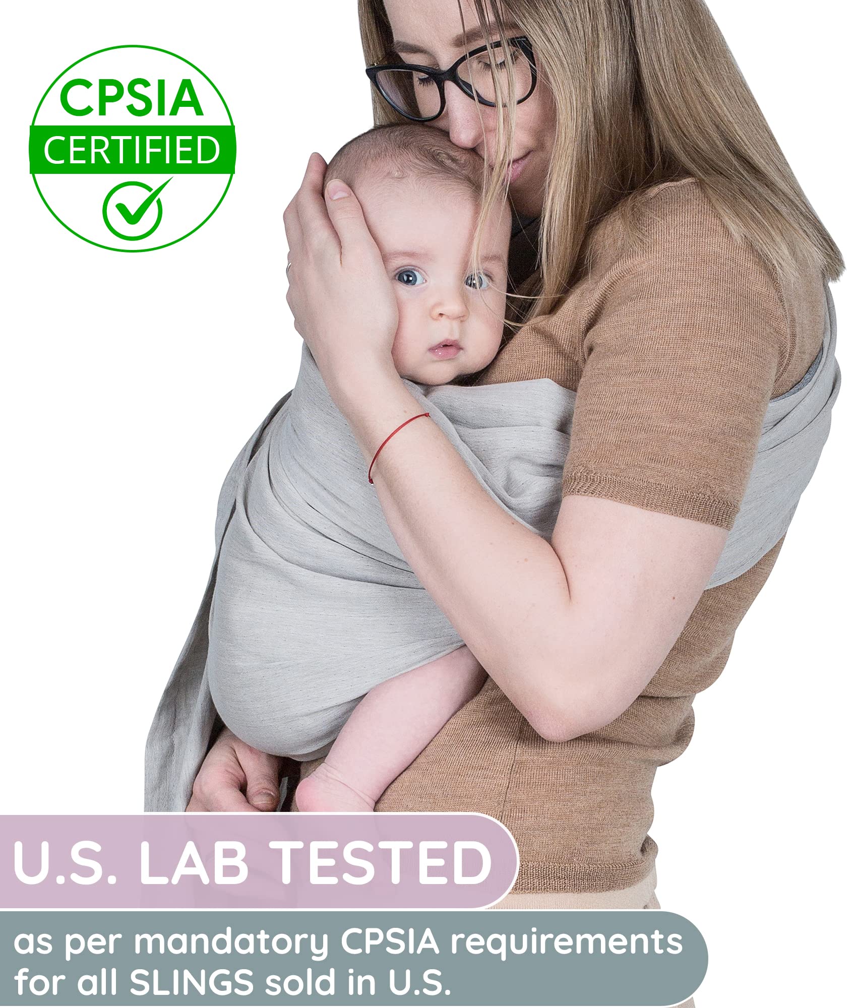 Ring Sling Baby Carrier 100% Cotton Muslin Front and Chest Newborn to Toddler Carrier and Baby Sling (Beige Grey)