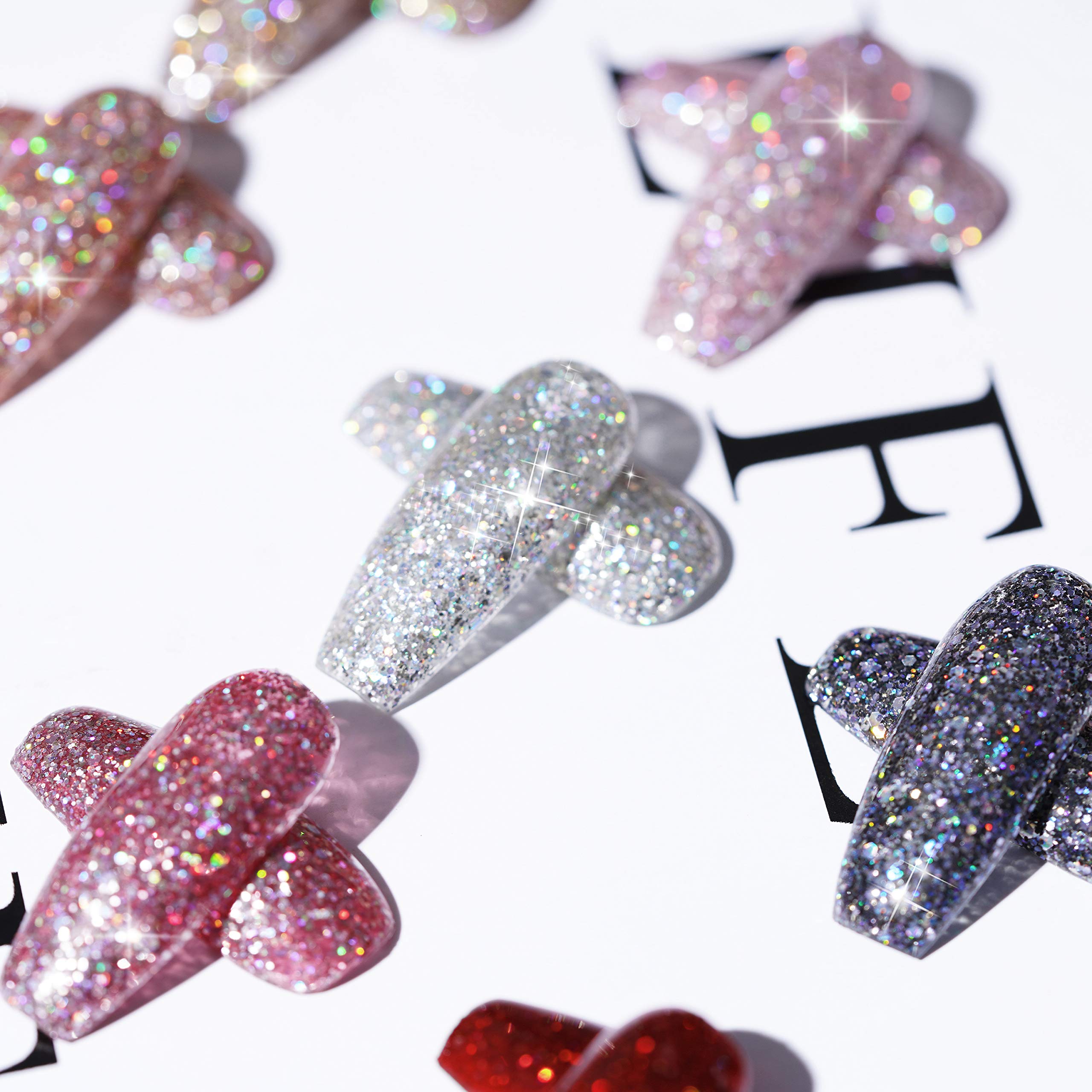 GAOY Glitter Ruby Gel Nail Polish Set of 6 Colors Including Sparkly Shiny Red Black Pink Gel Polish Kit UV LED Soak Off Nail Polish Home DIY Manicure Nail Salon Varnish