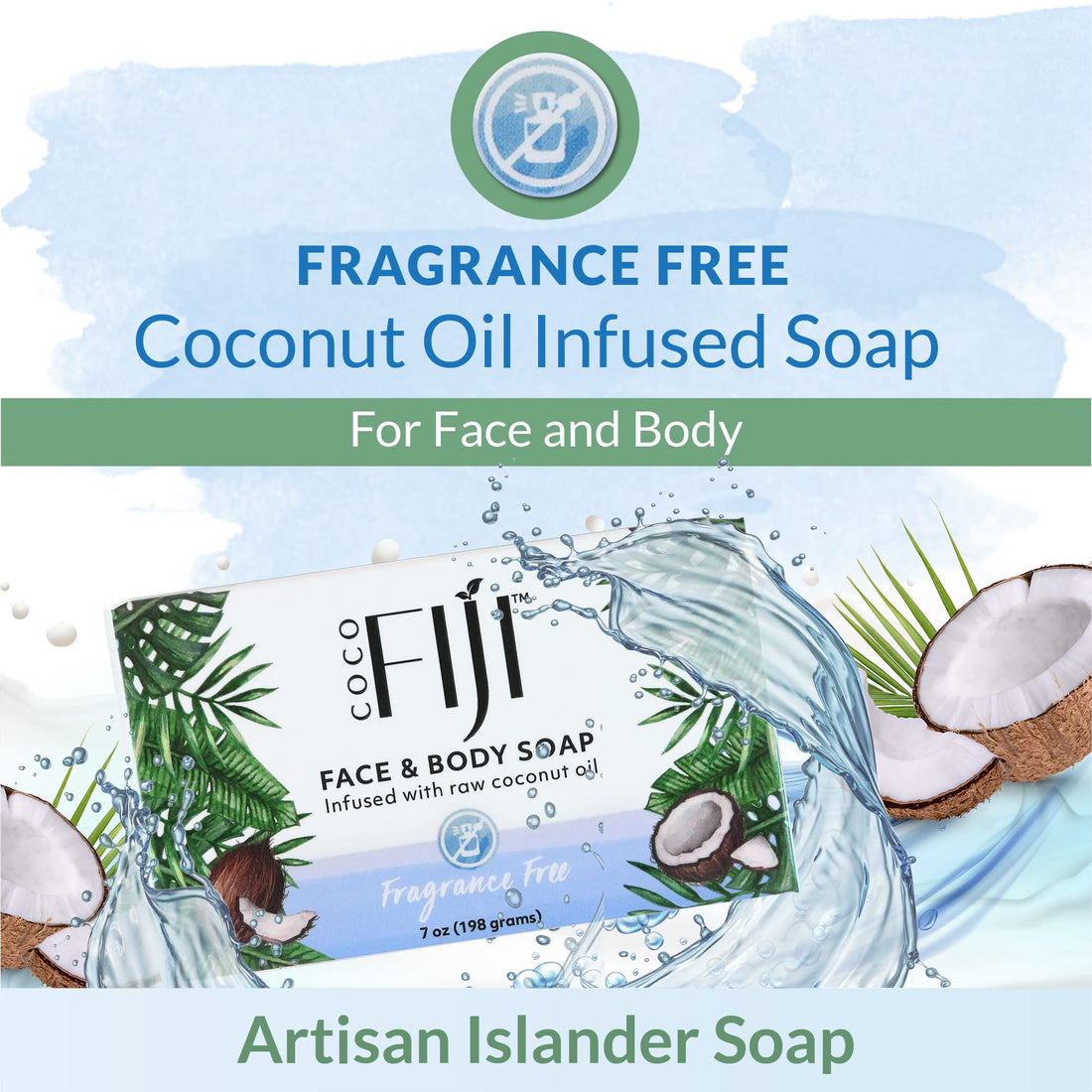 Coco Fiji, Coconut Oil Infused Soap, Fragrance 7oz (3pk)