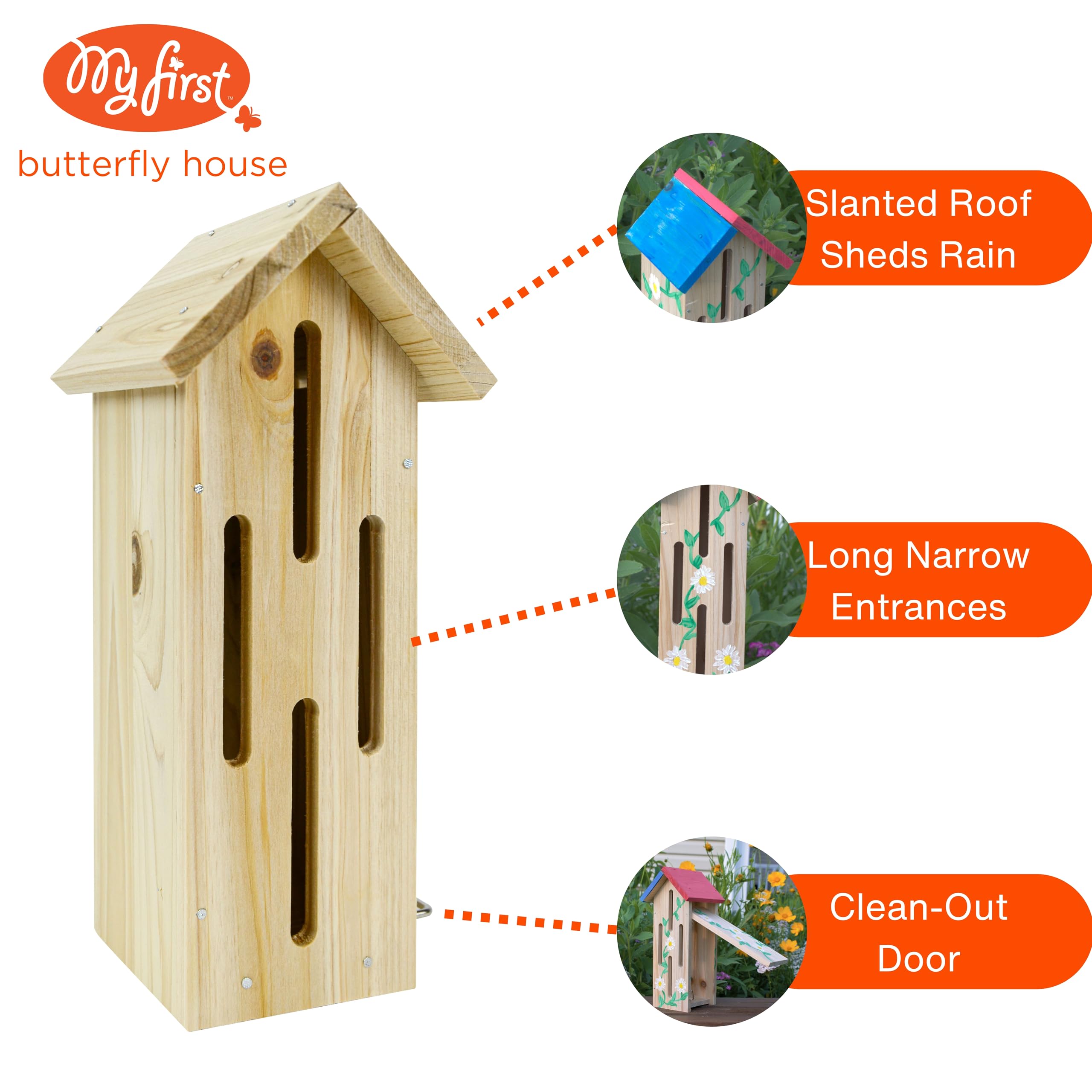 Nature's Way My First Butterfly House DIY Art Craft Kit - Creative Wooden Building & Painting STEM Gift for Kids and Adults