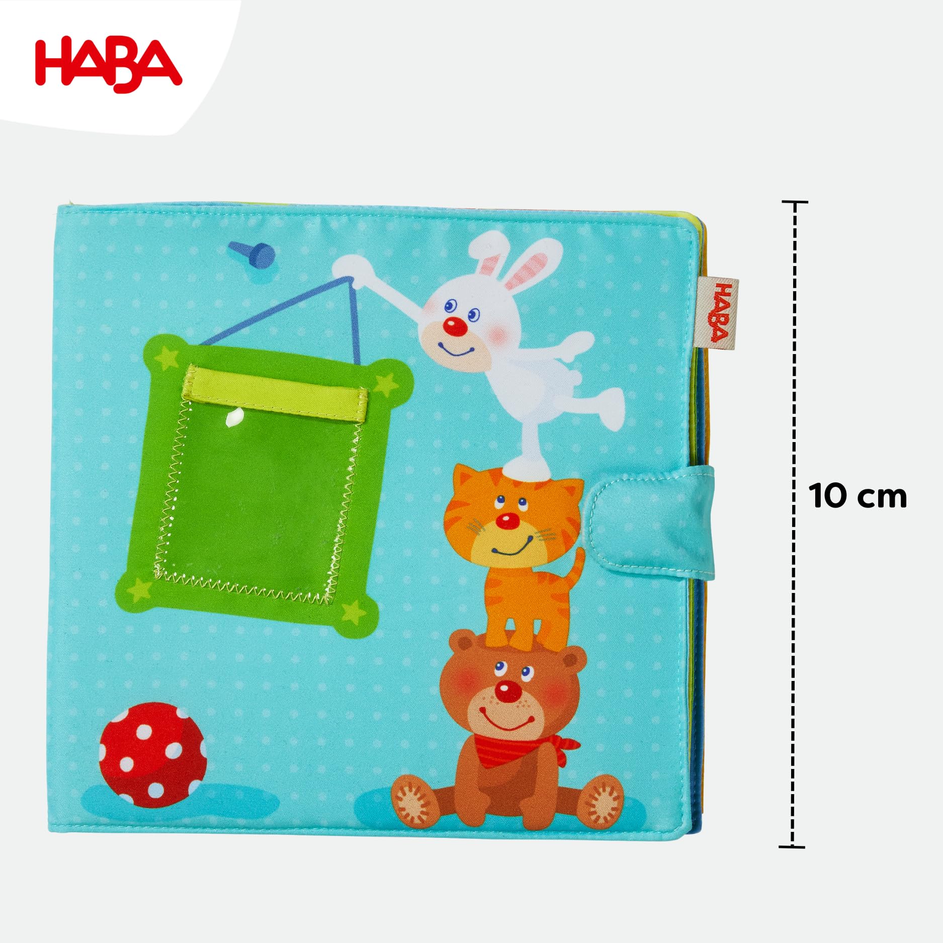 HABA My First Photo Album - Soft Fabric Baby Book, Baby Album Fits (8) 4x6 Photos, Sensory Toys for Babies, Baby Books 12-18 Months & Up