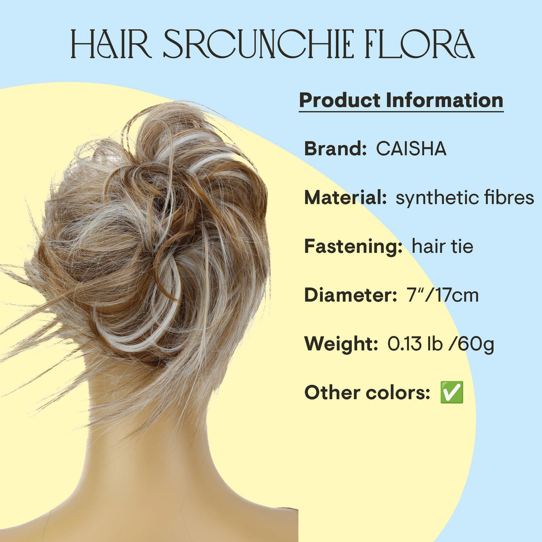 Light Brown Gray Mix #6Hgray G27F: Prettyshop Hairpiece Hair Rubber Scrunchie Scrunchy Updos Voluminous Wavy Messy Bun Light Brown Gray Mix #6Hgray G27F