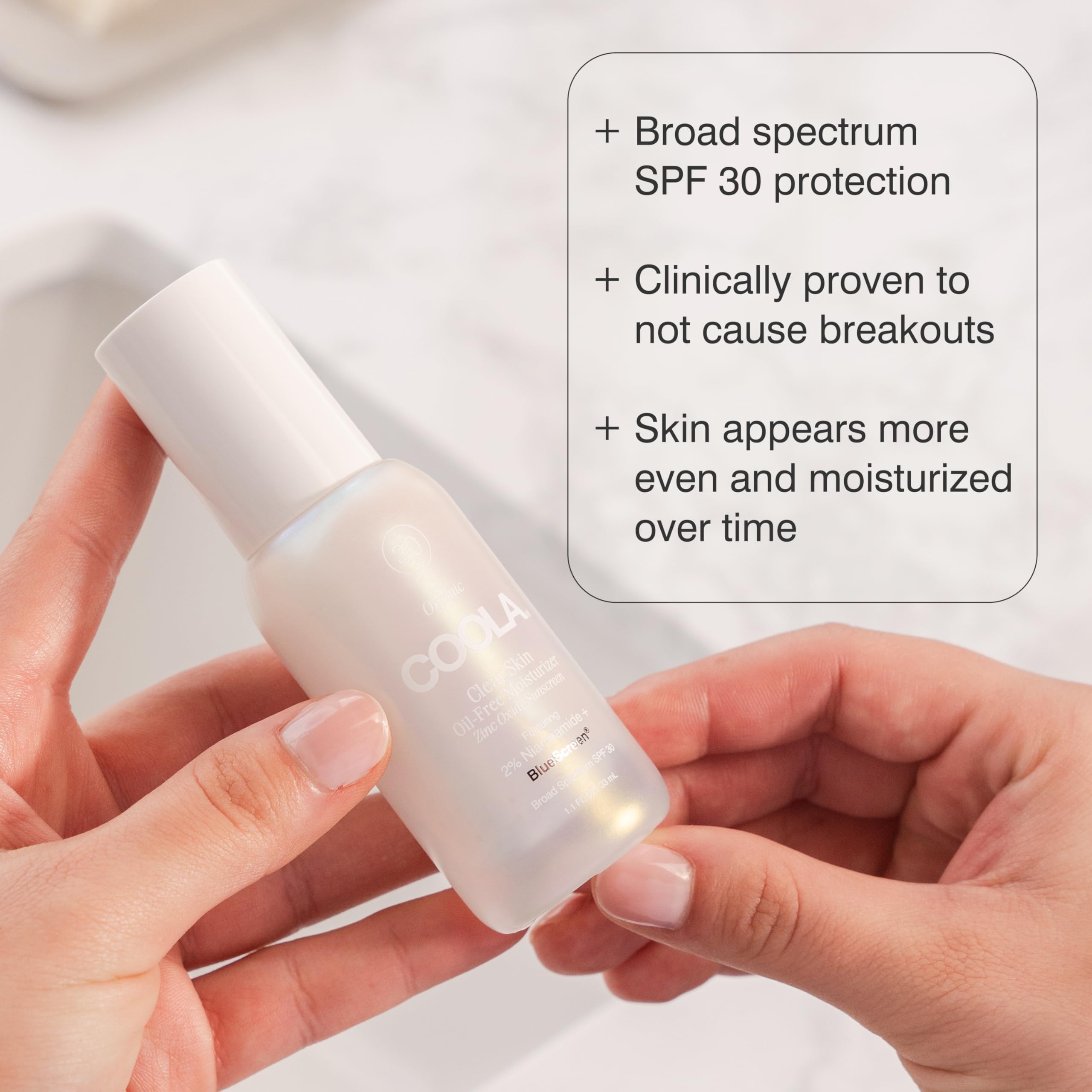 COOLA Clear Skin Oil-Free Moisturizer with SPF 30, Dermatologist Tested Sunscreen with Niacinimide and Centella Asiatica, 1.1 Fl Oz