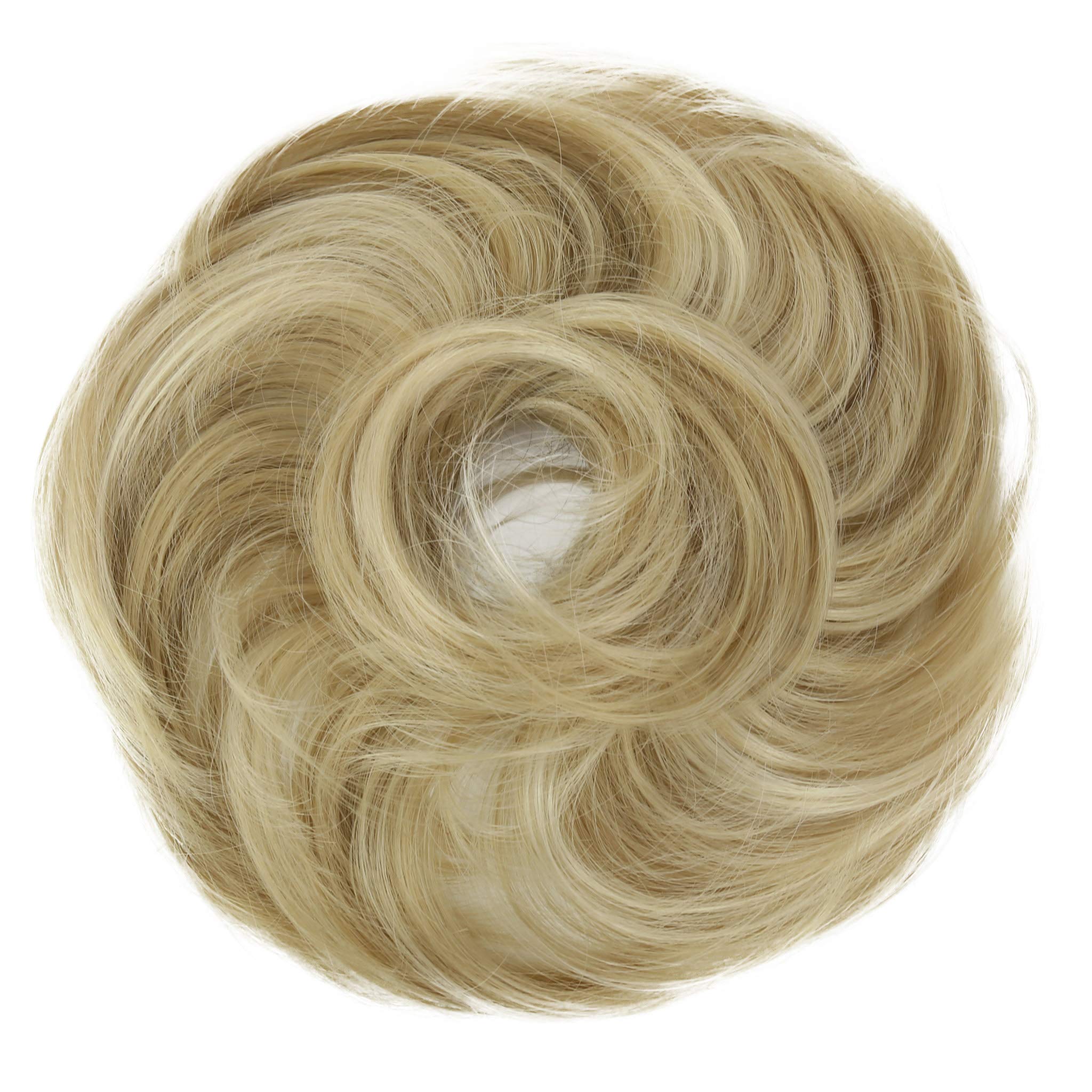 blonde mix 25H613 : PRETTYSHOP Scrunchie Bun Up Do Hair piece Hair Ribbon Ponytail Extensions Wavy Curly or Messy Various Colors(bleach blond mix25H613)