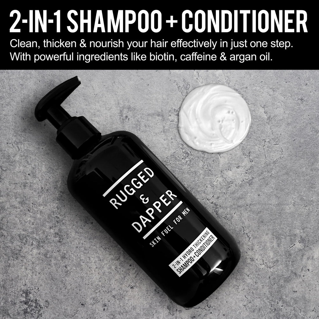 RUGGED & DAPPER 2-in-1 Mens Shampoo and Conditioner - Biotin Hair Thickening Shampoo for Men - SLS-free and Paraben-Free