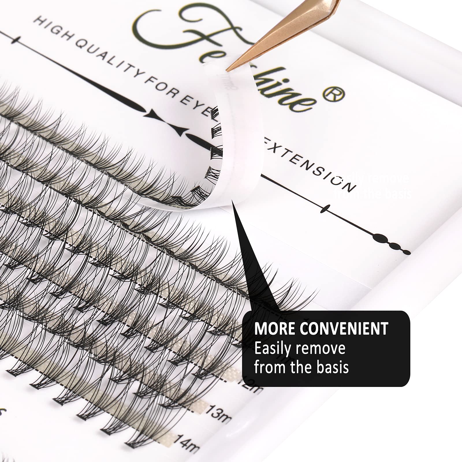 Fenshine Cluster Lashes Individual Lashes Wide Stem 0.07D 10D/20D Curl Mix 9-14mm Length DIY Eyelash Extension Individual Soft False Lashes for Personal Use at Home