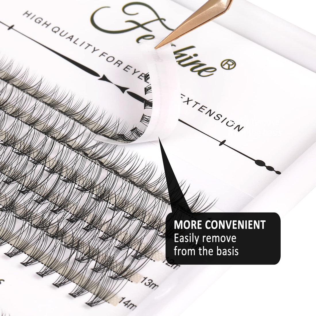 Fenshine Cluster Lashes Individual Lashes Wide Stem 0.07D 10D/20D Curl Mix 9-14mm Length DIY Eyelash Extension Individual Soft False Lashes for Personal Use at Home