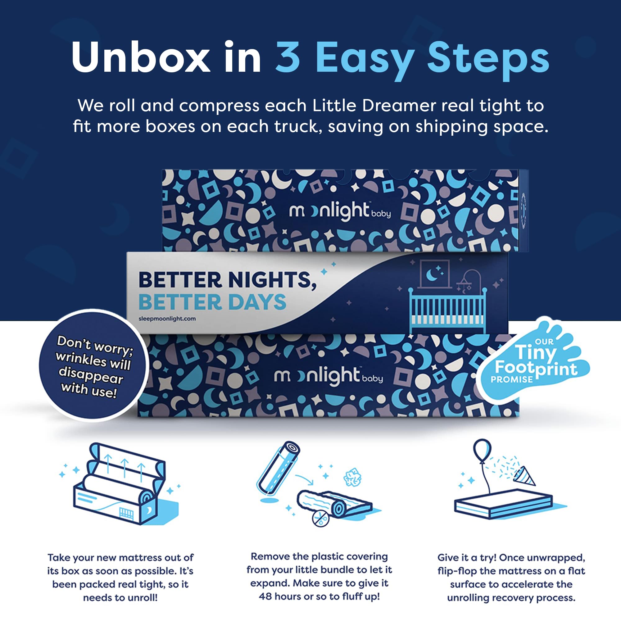 Moonlight Slumber Little Dreamer Crib Mattress - Firm, Dual Sided, Standard Size, Waterproof, 5in.