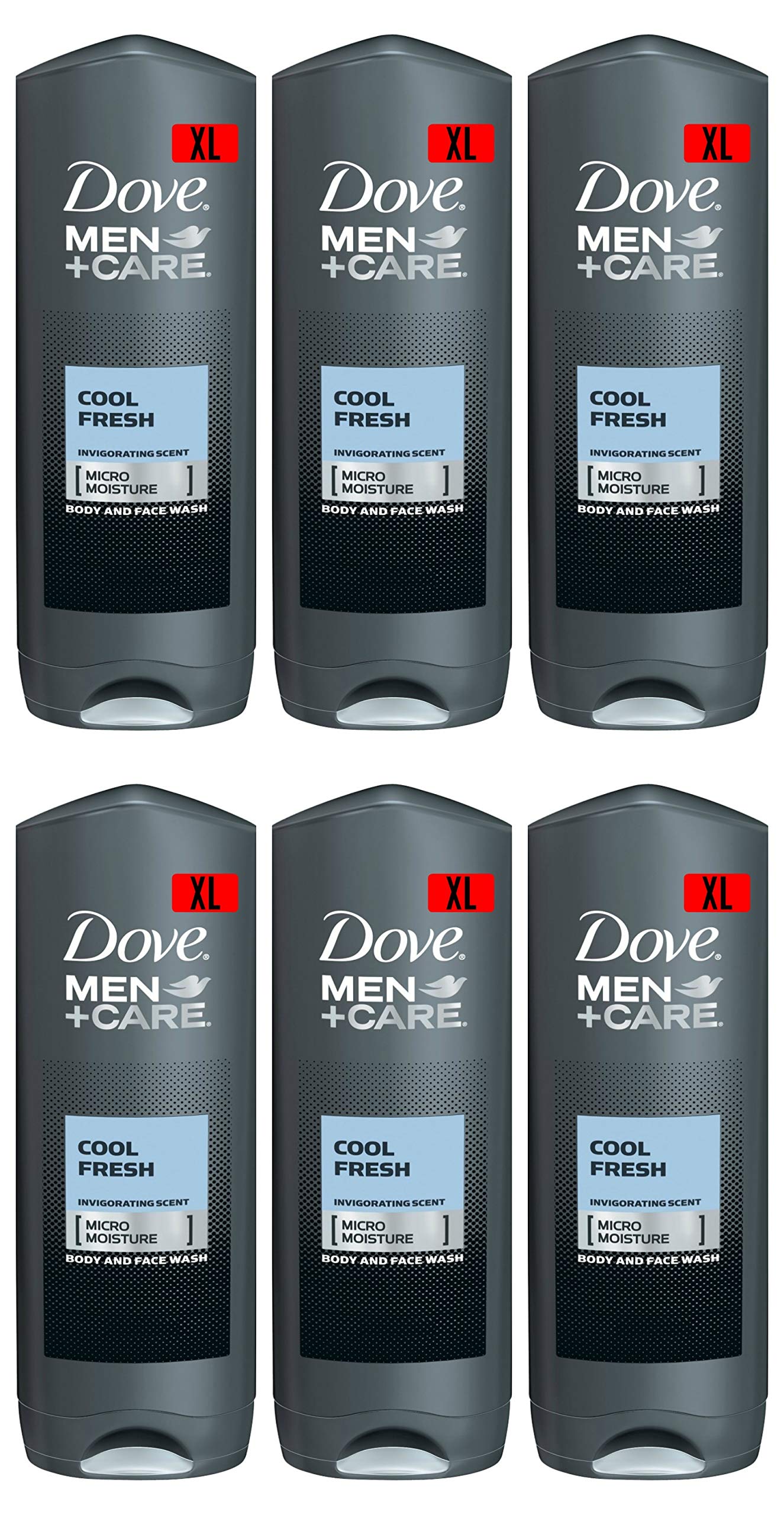 Dove Men Care Body & Face Wash, Cool Fresh - 13.5 Fl Oz / 400 mL X 6 Pack Case, Made in Germany
