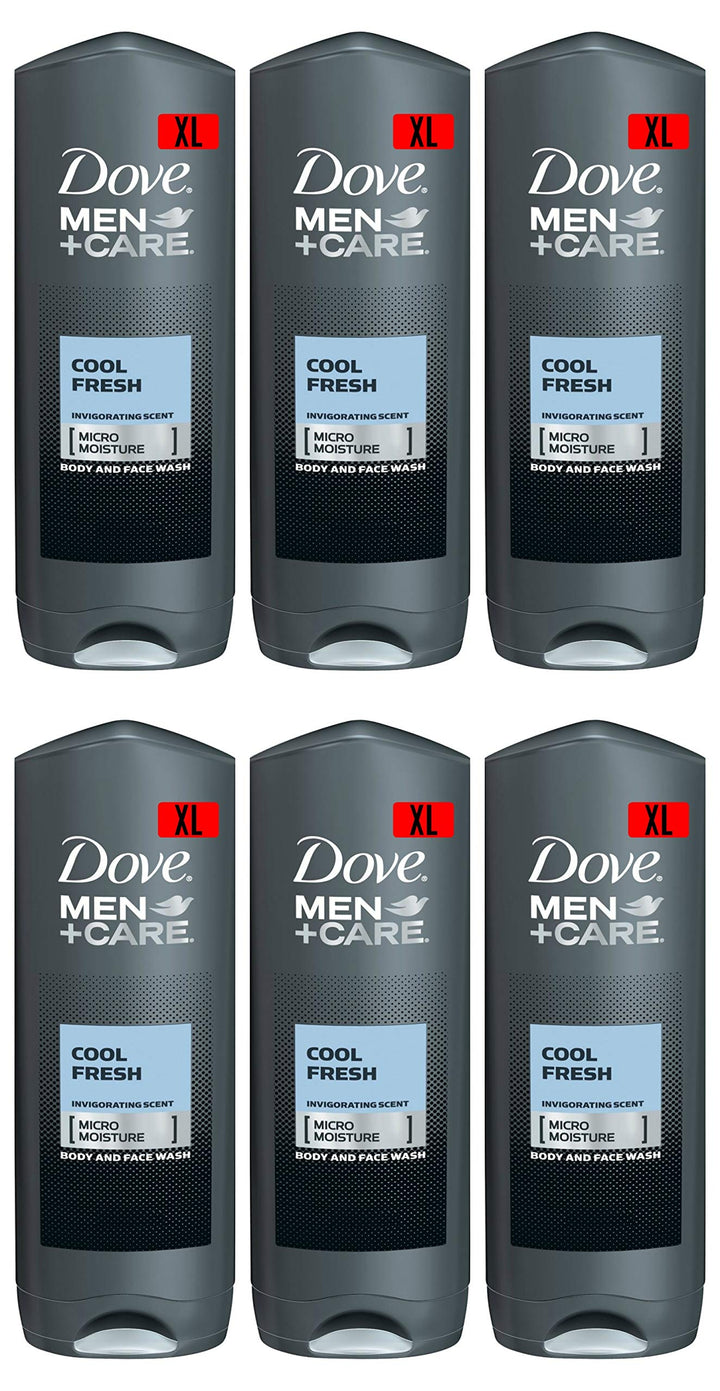 Dove Men Care Body & Face Wash, Cool Fresh - 13.5 Fl Oz / 400 mL X 6 Pack Case, Made in Germany