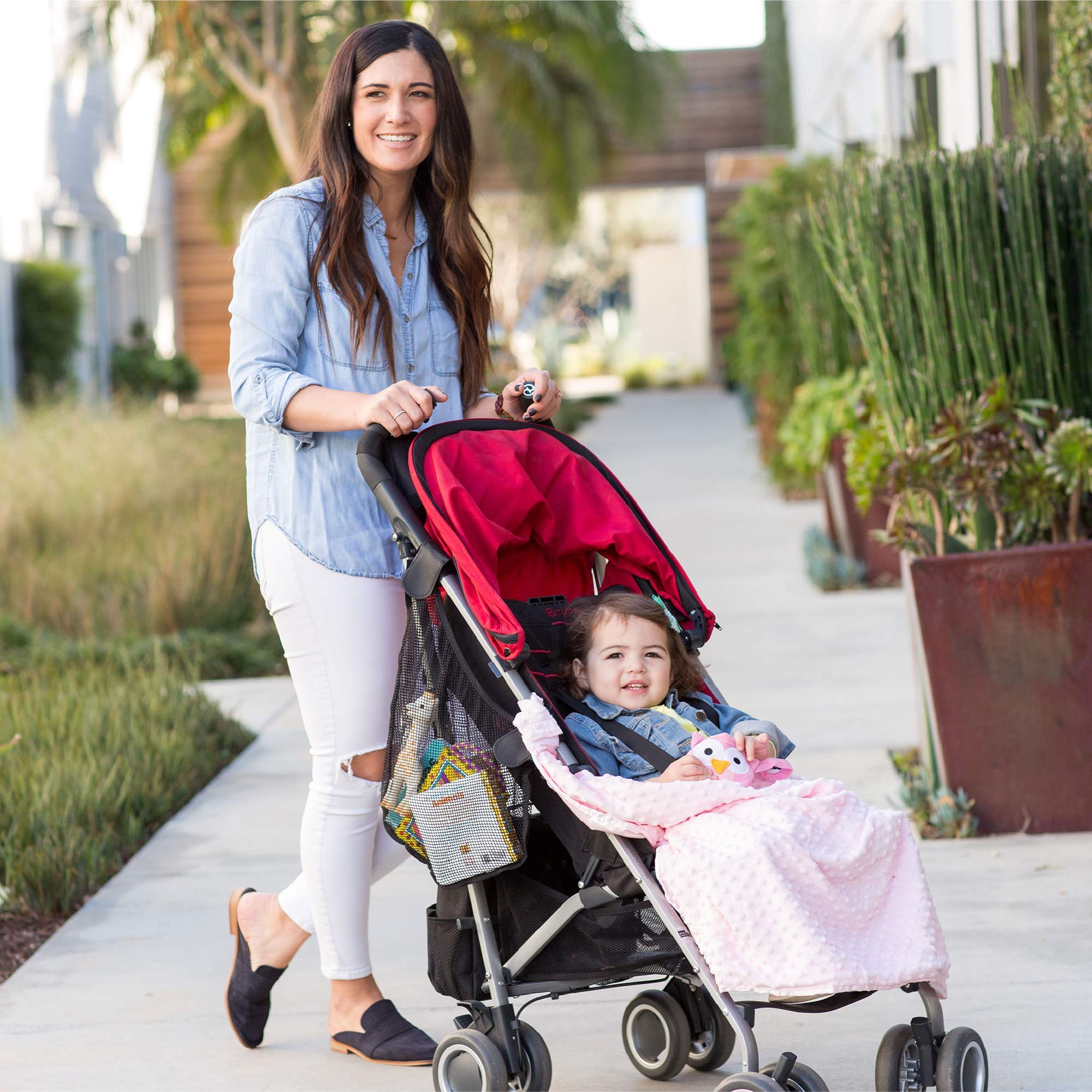 J.L. Childress Cuddle 'N Cover Stroller Blanket - Silky and Minky Fabrics - Blanket Attaches to Stroller - Privacy Cover, Blanket, Sun Shade - 30 x 30 - Pink