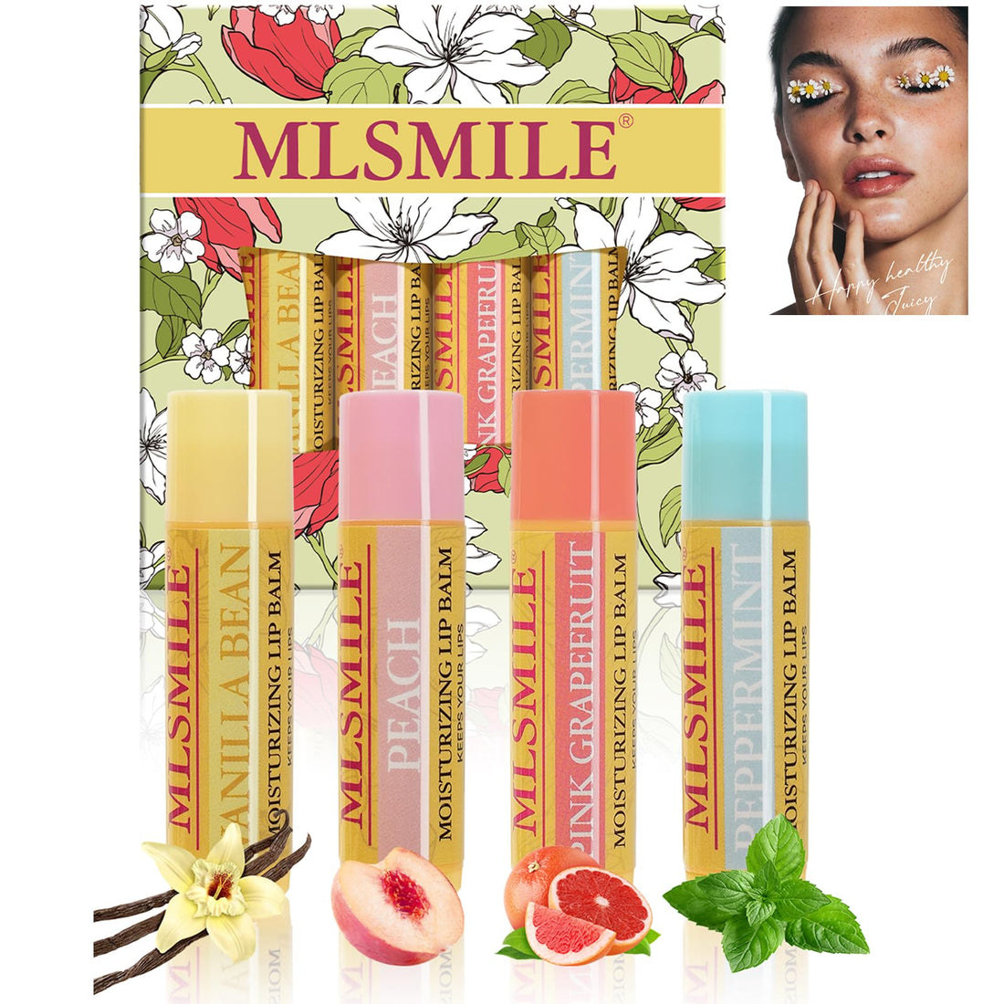 4PCS Lip Balm Set Lip Care with Vitamin E fruity Moisturizing lip balm,Beeswax Classic Set,Original Beeswax Moisturizing Lip Balm,Prevents & Soothes Dry, Chapped Lips Moisturize all day
