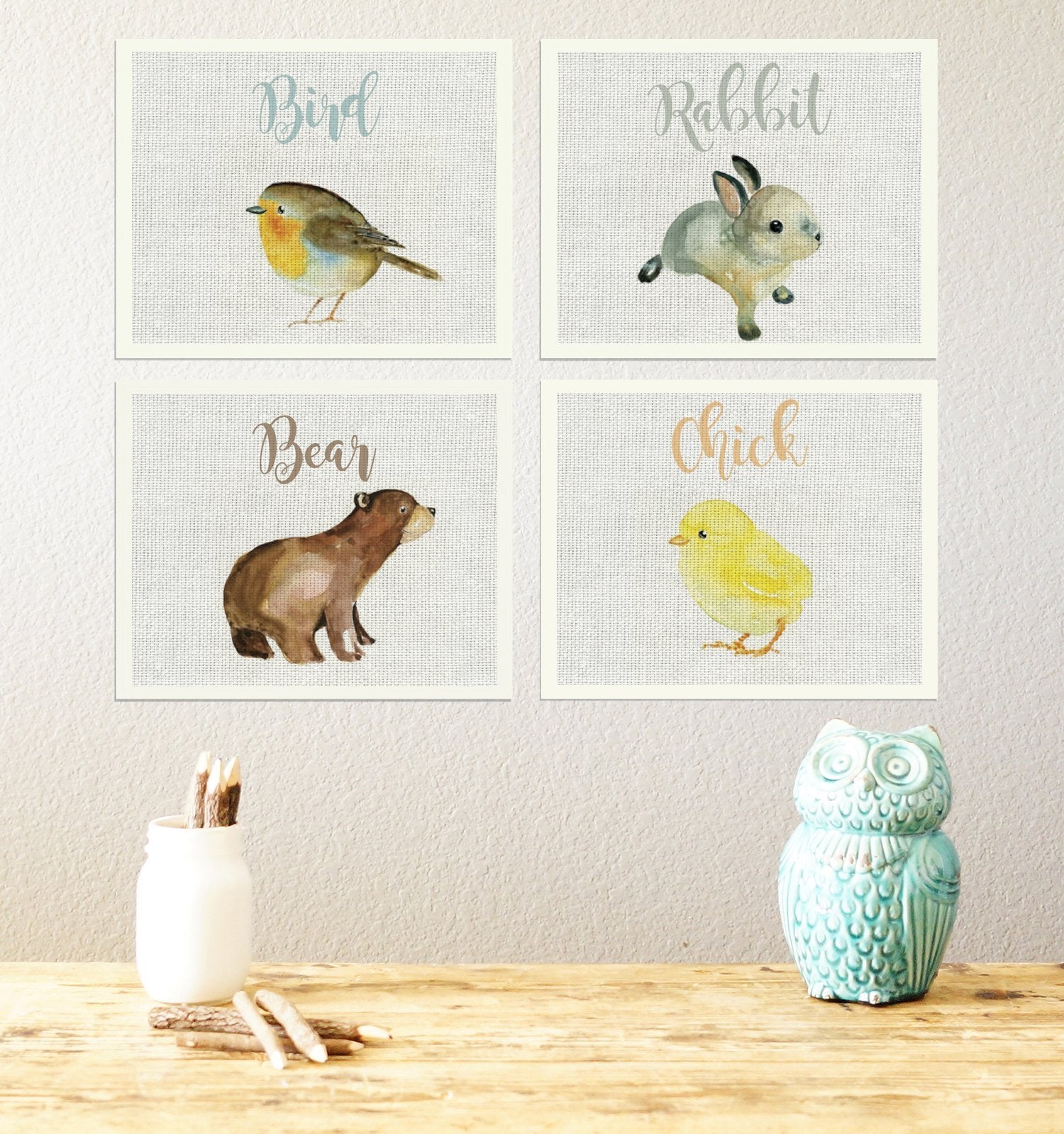 Baby Animal Collection (Set of Four 11x14 Wall Art Prints), Nursery Decor, Kid's Room Decor, Gender Neutral Nursery Decor, Baby Room, Playroom Decor, Nursery Rhyme Kid's Wall Art