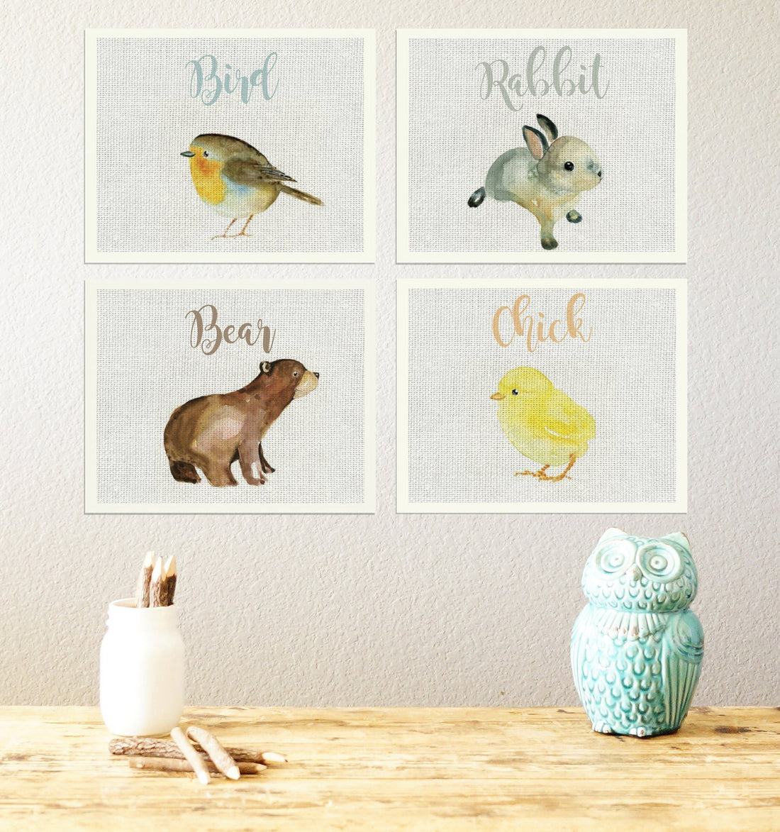 Baby Animal Collection (Set of Four 11x14 Wall Art Prints), Nursery Decor, Kid's Room Decor, Gender Neutral Nursery Decor, Baby Room, Playroom Decor, Nursery Rhyme Kid's Wall Art