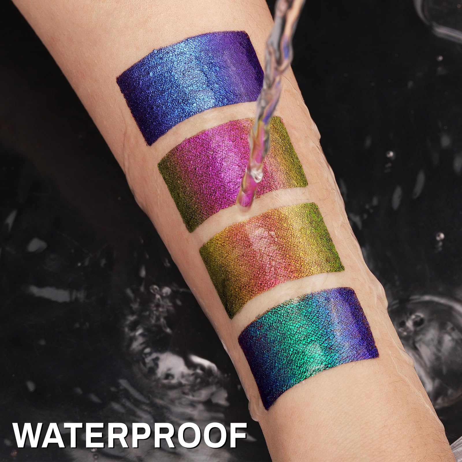 UCANBE Chameleon Liquid Eyeliner - Green Cyan Blue, Multi-Chrome Metallic Shift Eyeliner, Waterproof Glitter Eyeliner with Soft Fine Tip for Multi-Dimensional Eye Looks