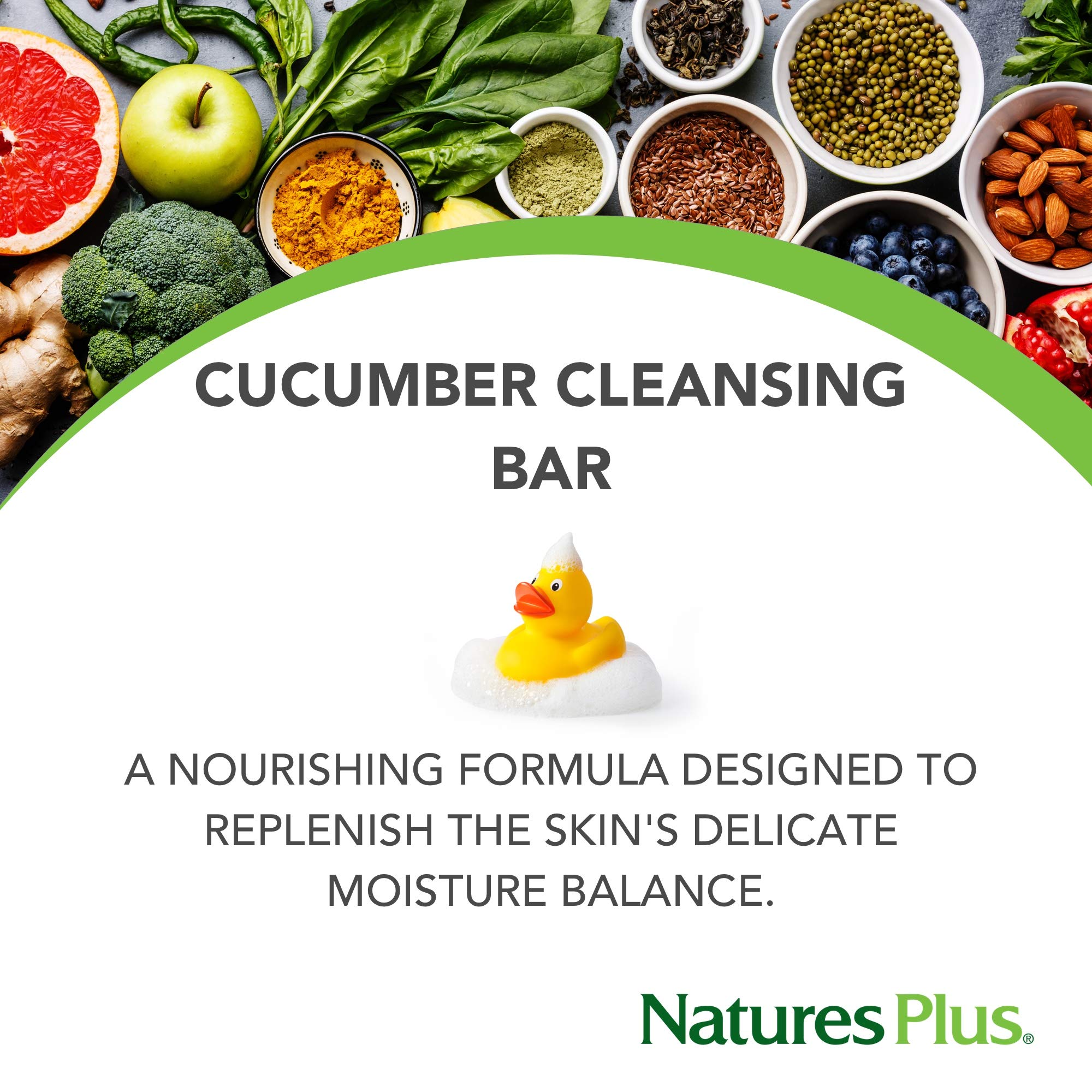 Natures Plus Cucumber Moisturizing Cleansing Bar - 3.5 Ounce - Gentle Cleansing, Emollient Rich - Aromatherapeutic Essential Oils - 100% Pure Ingredients & Plant Extracts - Vegan