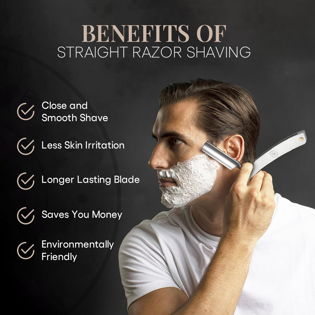 Straight Edge Stainless Steel Razor Silver Merlin - Shave Ready Straight Razor For Men, Japanese Straight Razor, Barber Approved For Magic Straight Razor Shaving, Powdered Steel Handle, Leather Case