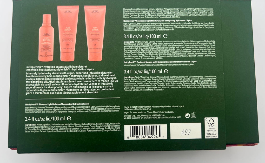 Aveda Nutriplenish Hydrating Essentials: Light Moisture (Shampoo, Conditiones & Treatment Masque), 1.13 Ounce (Pack of 3)