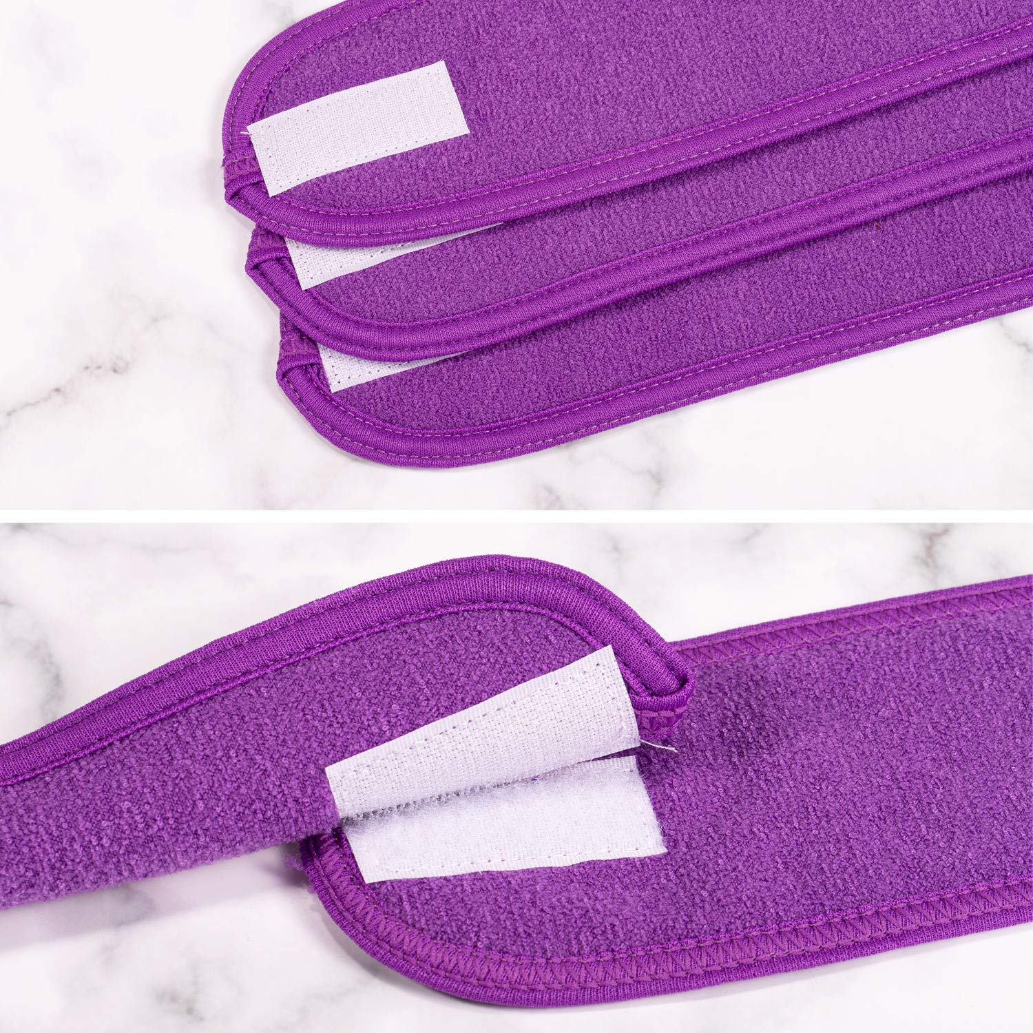 Spa Facial Headband Whaline 4 Packs Head Wrap Terry Cloth Headband Adjustable Stretch Towel for Bath, Makeup and Sport (Purple)