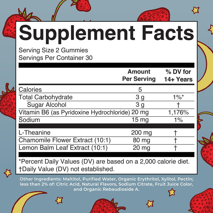 MaryRuth Organics Sleep Gummies | Sugar Free | NO Melatonin | L Theanine | Lemon Balm Leaf | Chamomile | Vitamin B6 | Relaxation & Sleep Support | Stress Relief | Vegan | Gluten Free | 60 Count