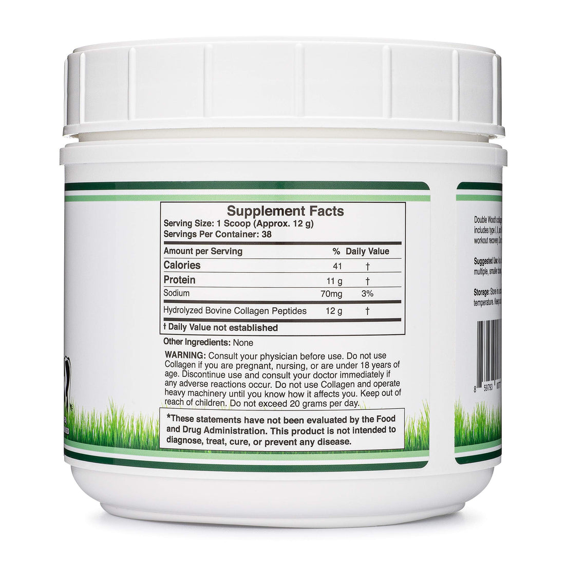 Collagen Peptides Powder - Hydrolyzed Collagen, Keto Safe - 16.08oz - Multi Type 1, 2, and 3 (Grass Fed Bovine Source)(Colageno Hidrolizado) Collagen Supplements for Women and Men by Double Wood