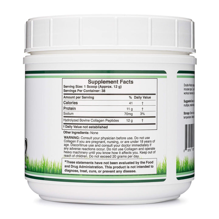 Collagen Peptides Powder - Hydrolyzed Collagen, Keto Safe - 16.08oz - Multi Type 1, 2, and 3 (Grass Fed Bovine Source)(Colageno Hidrolizado) Collagen Supplements for Women and Men by Double Wood