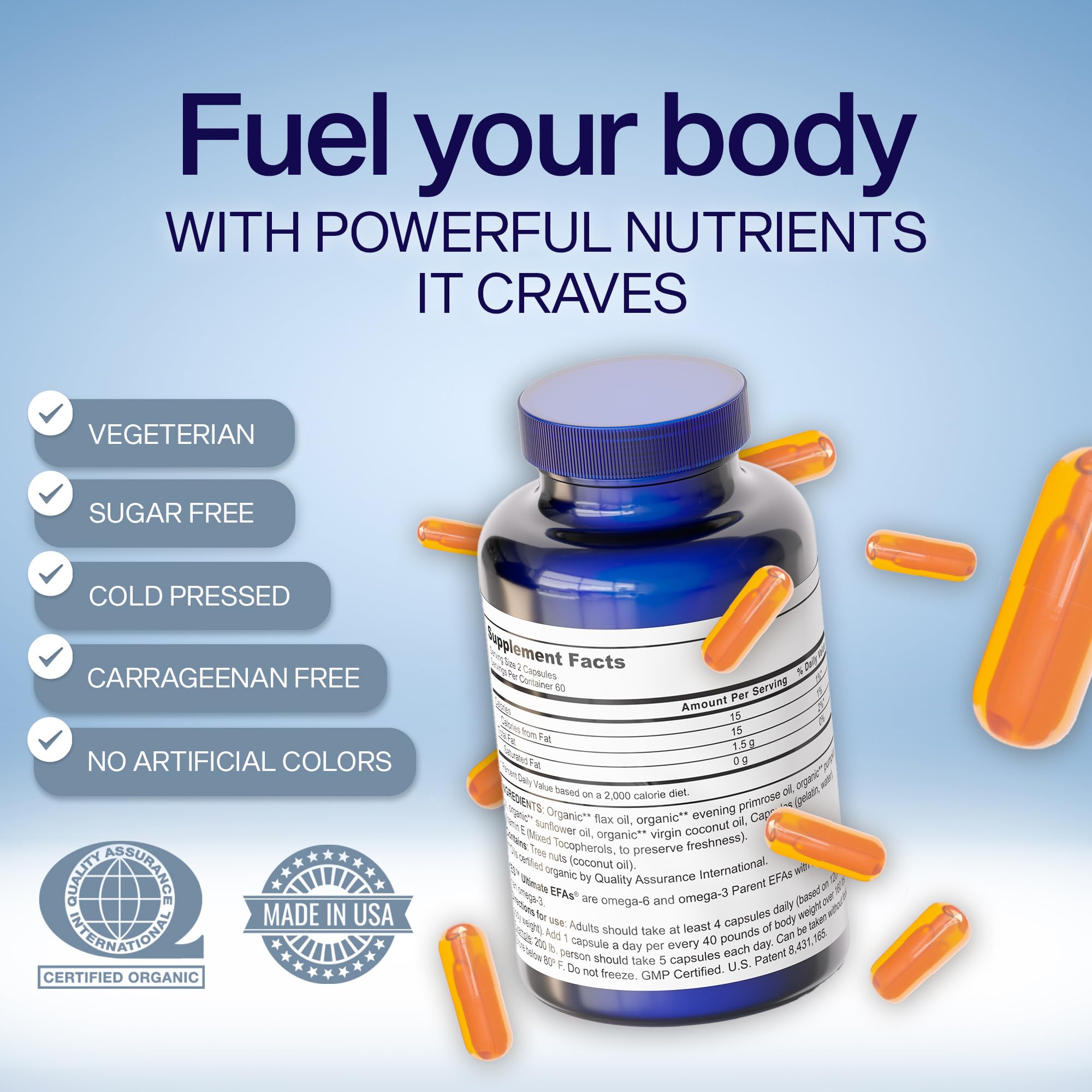 Fish Oil Omega 3 Supplements Alternative-YES Omega 3 & 6 Fatty Acid - Burpless, Plant Based - DHA, EPA, SDA - Cholesterol, Heart, Skin, Energy, Eyes, Immunity Support by YES (4 x 120 Gel caps)