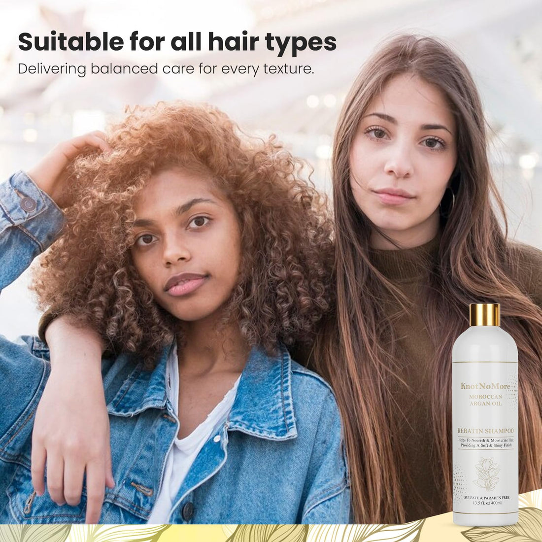 Knot No More Keratin Hair Treatment | Anti-Dandruff & Moisturizing Shampoo | Volumizing & Smoothing for Curly, Frizzy Hair | Sulfate & Paraben Free | All Hair Types