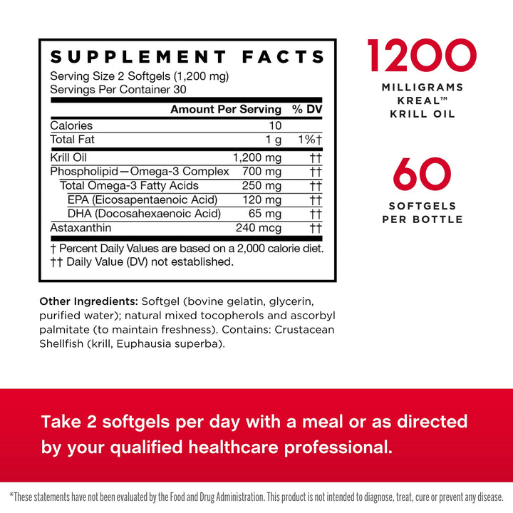 Jarrow Formulas Krill Oil - 60 Softgels - Phospholipid Omega-3 Complex with Astaxanthin - May Support Lipid Management, Brain Function & Metabolism - 30 Servings