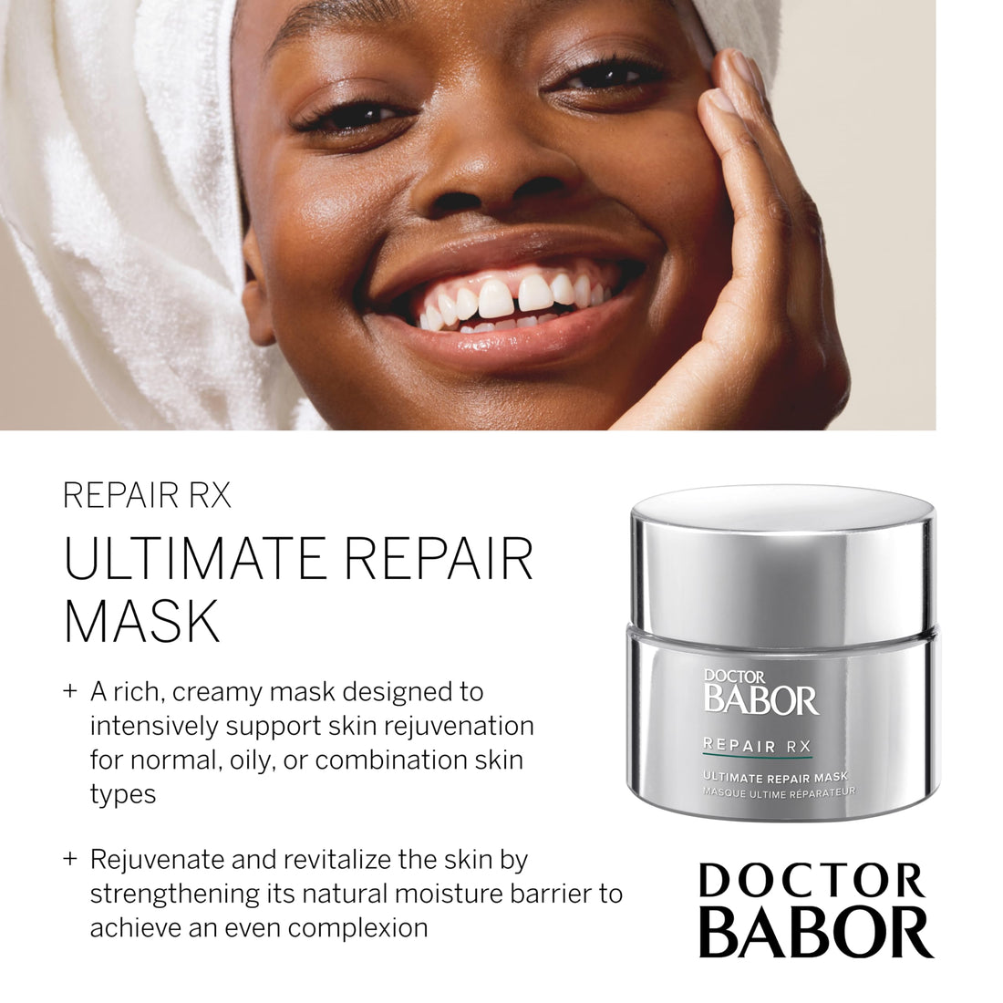 DOCTOR BABOR REPAIR RX Ultimate Repair Mask, Supports Healing to Refine Appearance of Imperfections, with Biogen Plant and Shea Butter to Soften and Smooth Stressed and Scarred, Vegan