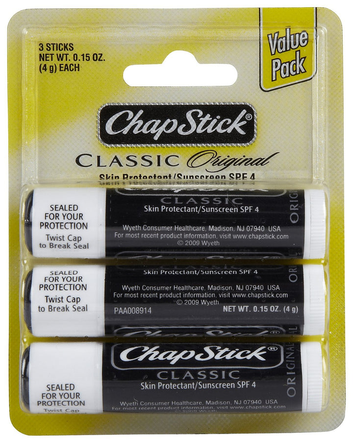 Chapstick Skin Protectant/Sunscreen, Spf 4, Original, Value Pack 0.45 Oz (Pack Of 12)
