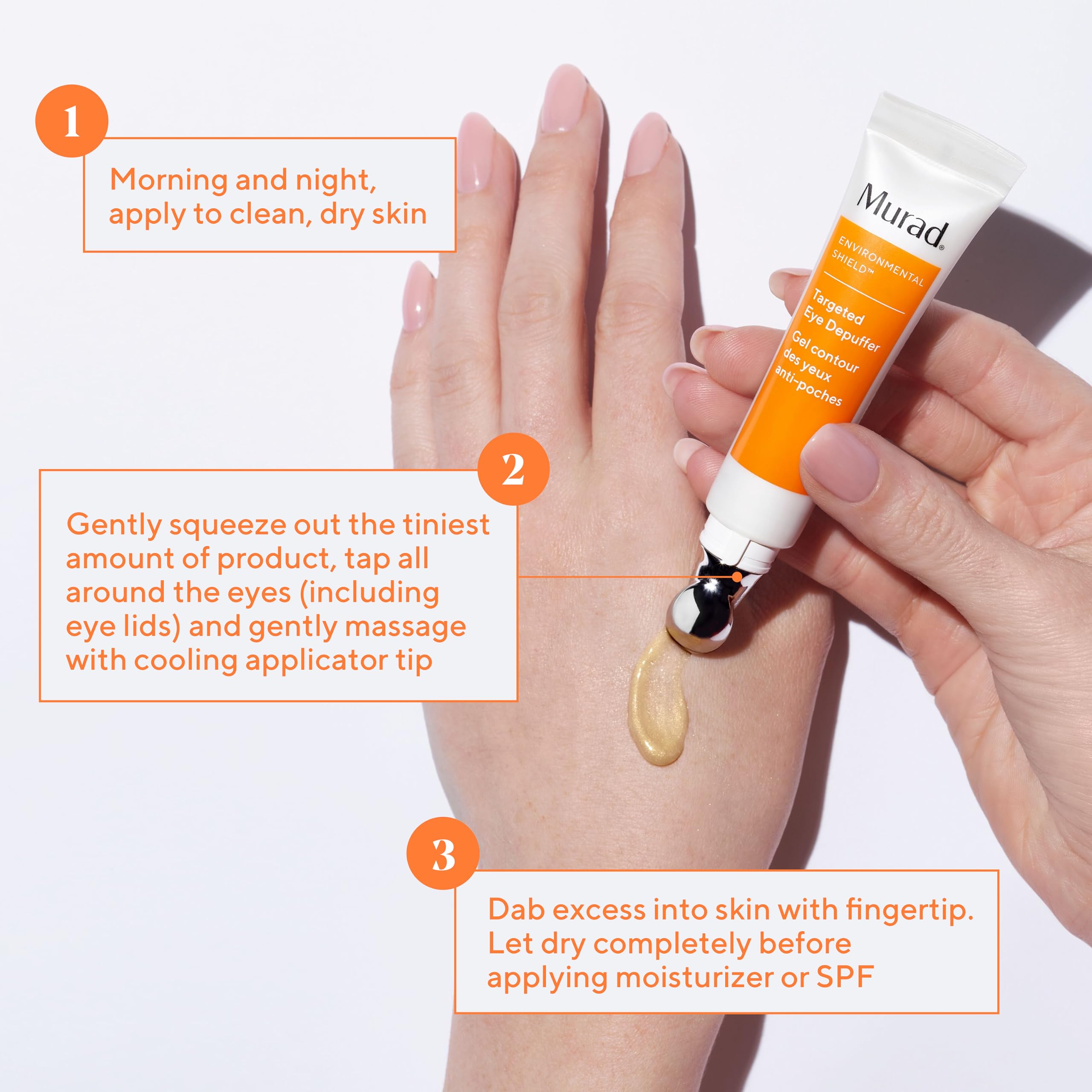 Murad Targeted Eye Depuffer - Visibly Brightens, Depuffs, and Firms Under-Eyes - Anti-Aging Eye Cream - Ginseng, Lily, and Caffeine Massage Away Puffiness and Under-Eye Bags - 0.5 FL OZ