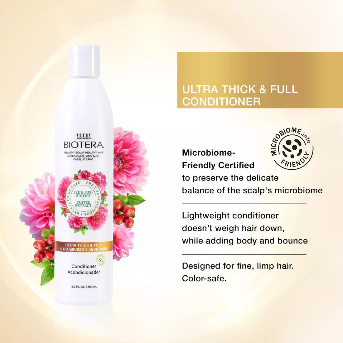 Biotera Ultra Thick & Full Volumizing Conditioner | Fine or Limp Hair | Microbiome Friendly | Vegan & Animal Test Free | Paraben Free | Color-Safe | 32 Fl Oz