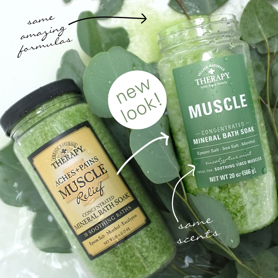 Village Naturals Therapy Aches and Pains Muscle Relief Mineral Bath Soak 20 oz. 4 pack