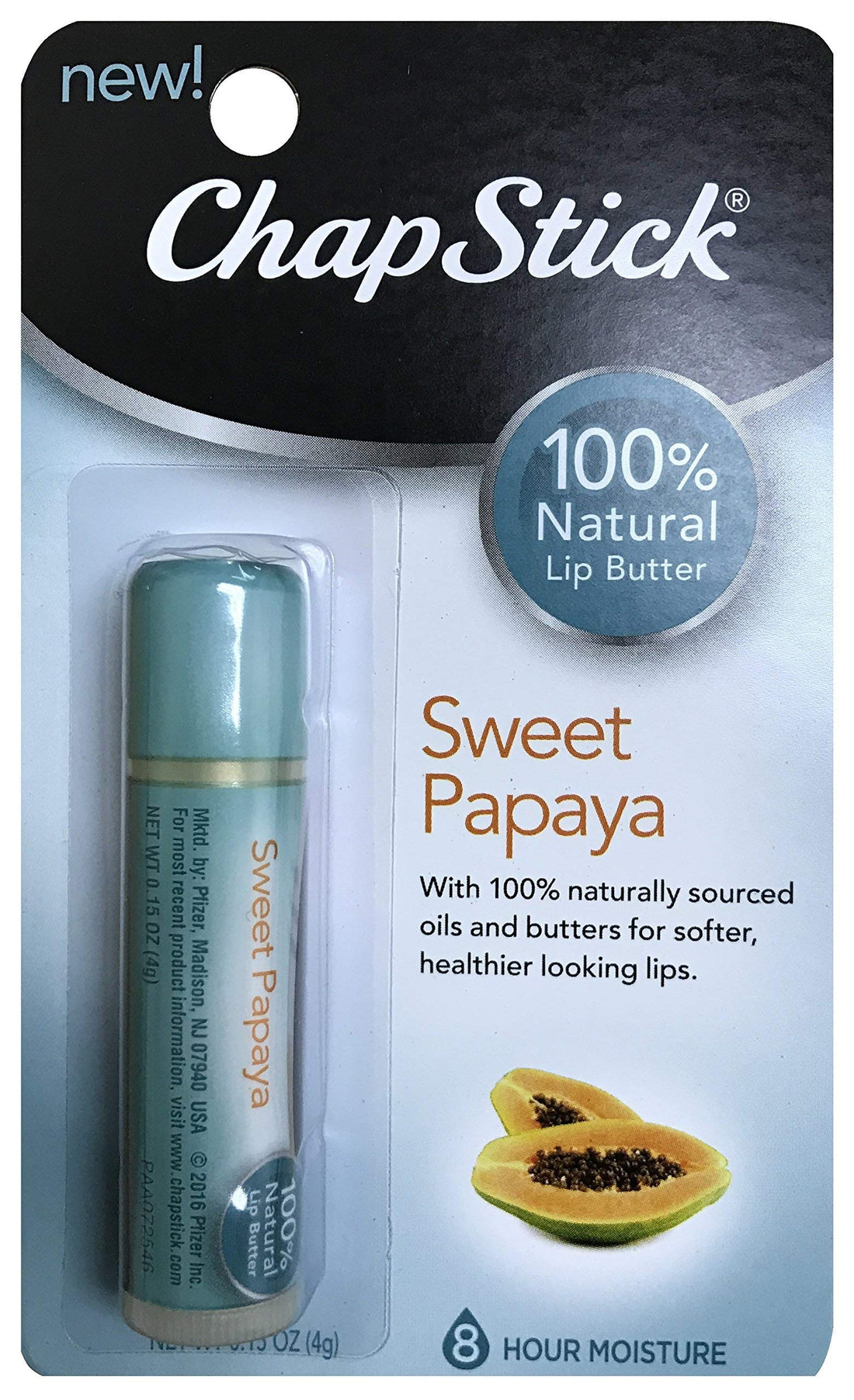 Chapstick ChapStick 100% Natural Lip Butter Sweet Papaya 0.15 oz (Pack of 6)