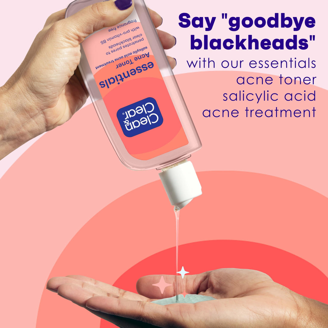 Clean & Clear Essentials Oil-Free Acne Toner, 2% Salicylic Acid Acne Treatment, Gentle Facial Toner for Pimples Cleanses Pores to Clear & Remove Blackheads, Fragrance Free, 8 fl. oz
