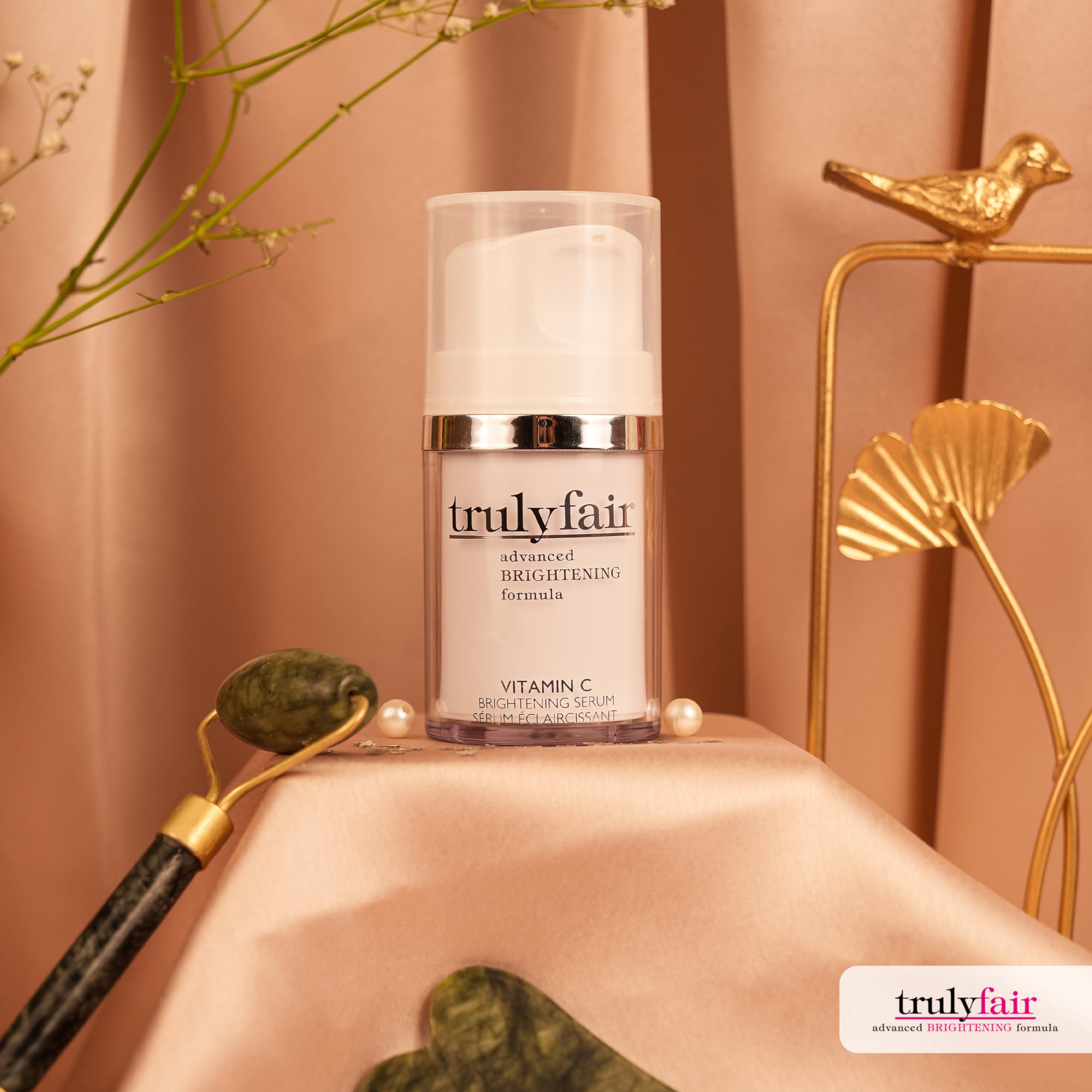 Truly Fair Vitamin C Brightening Serum for women - Hyaluronic Acid Serum for Skincare - Brightening, Anti-Wrinkle Serum - Hydrating, Anti-Ageing Serum - Paraben-free - 1 oz