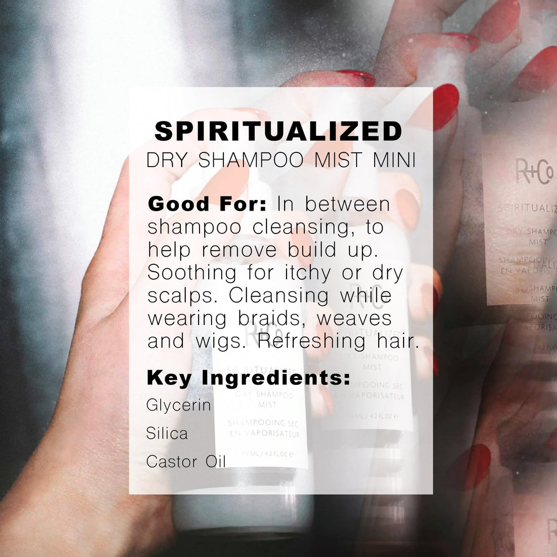 R+Co Spiritualized Dry Shampoo Mist Travel Size | Post-Workout Non-Aerosol Formula | Removes Build Up + Soothes Scalp + Extends Wash | TSA Approved | Vegan + Cruelty-Free | Set of 2