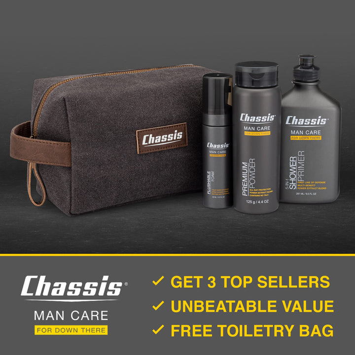 Chassis Gift SetMens Premium Anti-Chafing Cream, Body Wash, and Body PowderSet of 3 with Free.